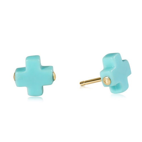Signature Cross Stud earrings in gold with a cross-shaped stud on lightweight posts.