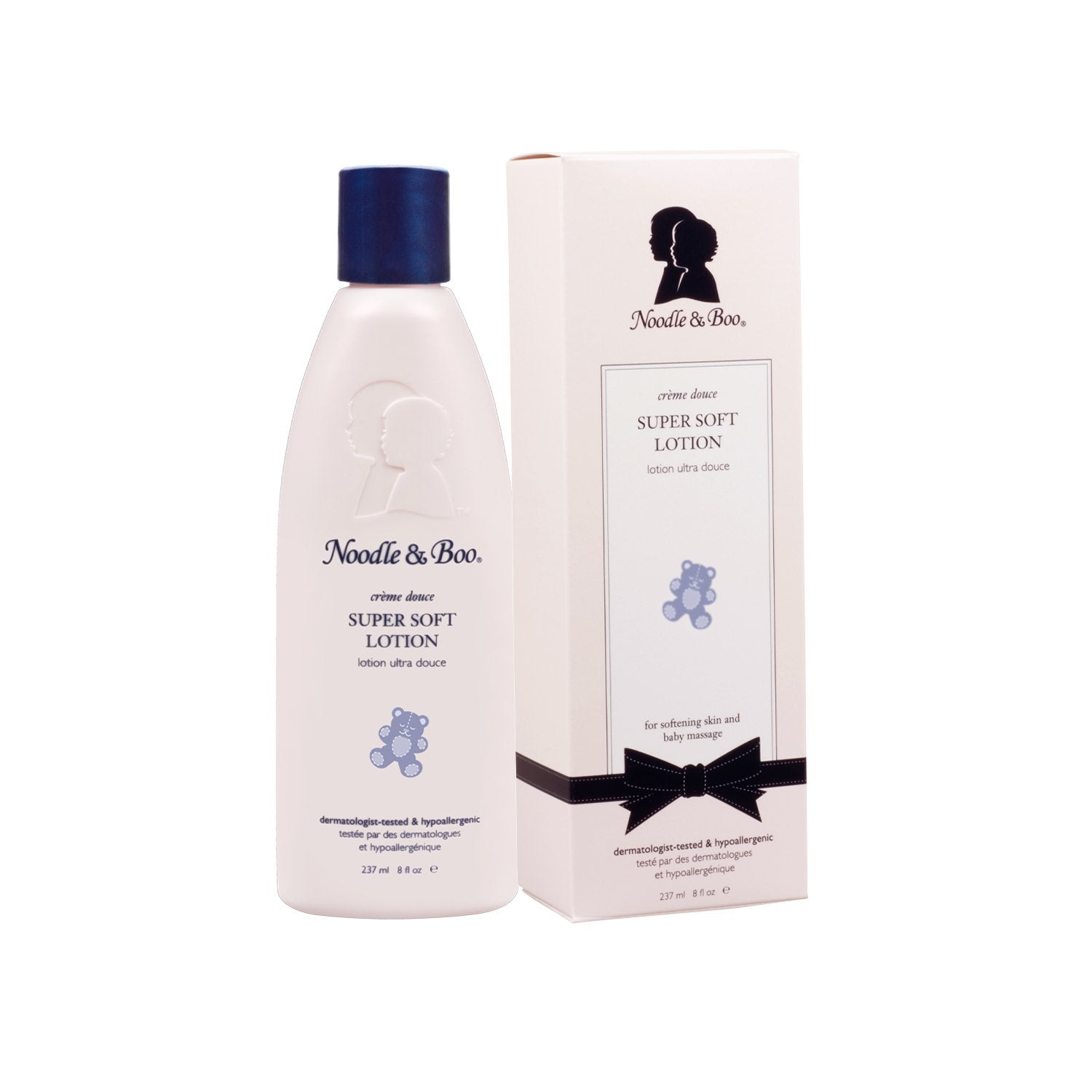 White bottle of Super Soft Lotion with pump dispenser against a neutral background.