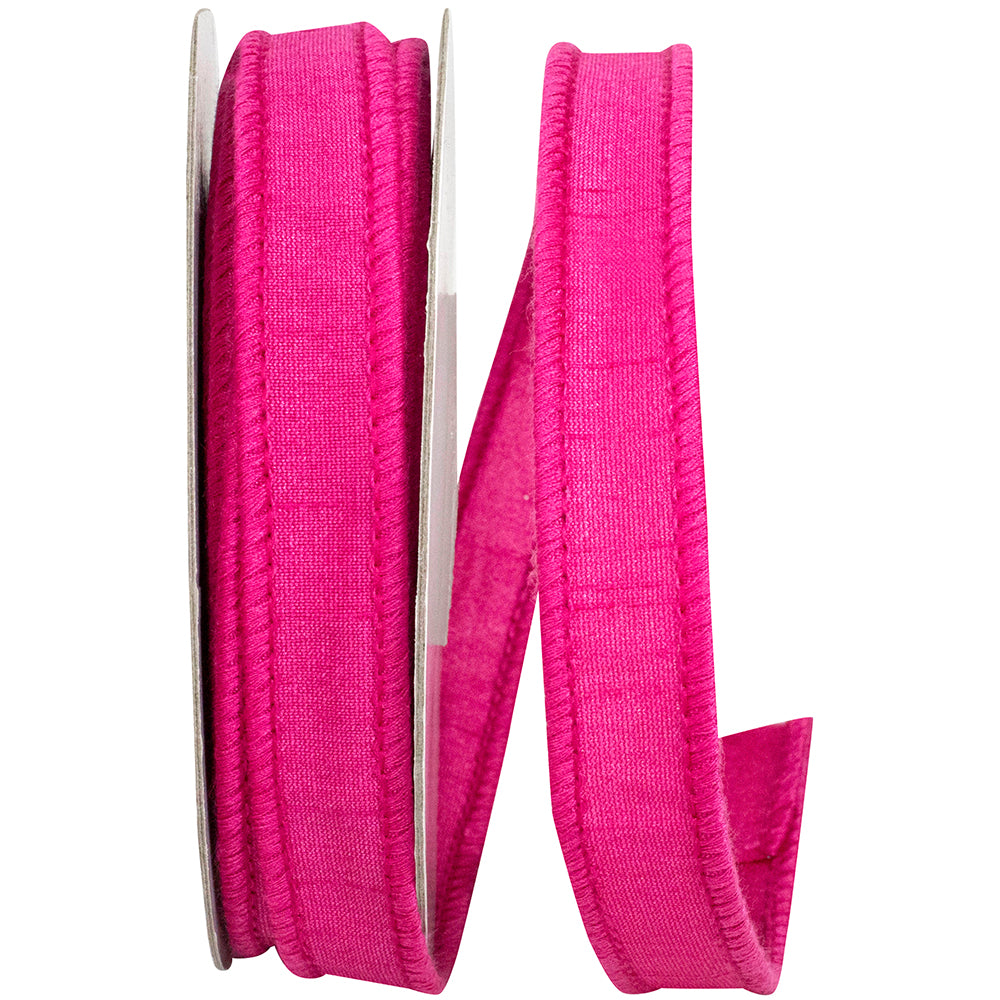 7/8 inch wide Dupioni wired edge ribbon in a neutral tone with subtle texture.