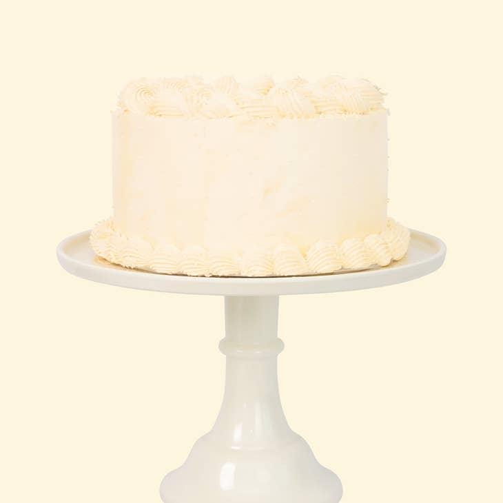 Melamine cake stand in white with a tiered circular shape.