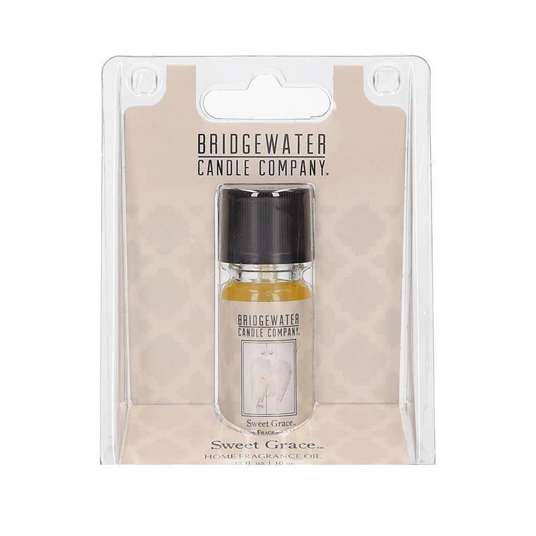 Glass bottle containing Sweet Grace home fragrance oil with a white cap.