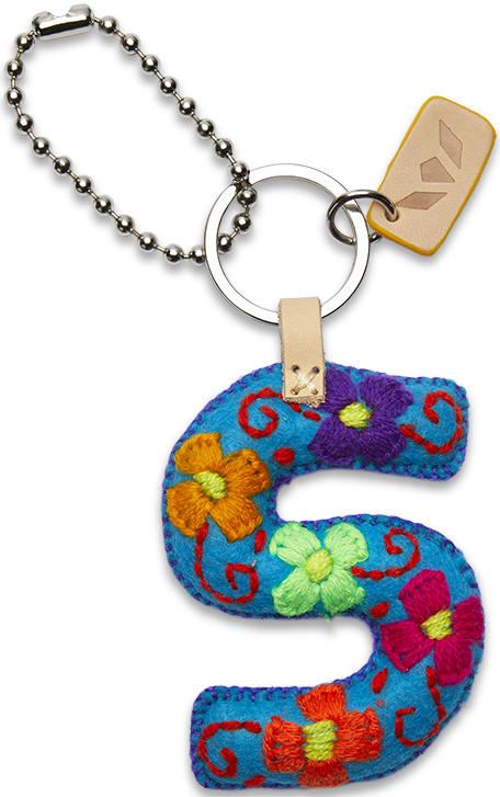Felt letter charm in bright yellow with attached silver chain