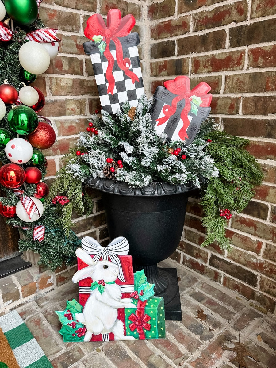 Elegant Snowy Rabbit with Gifts