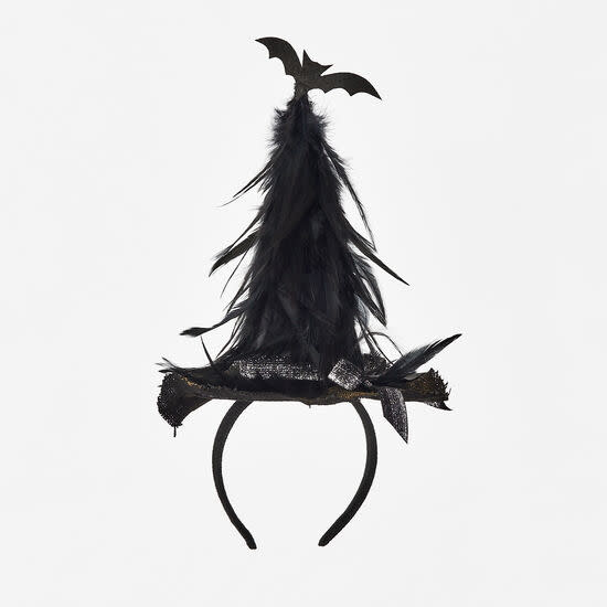 Feather Bat headband made of fabric with a PVC accent in black.