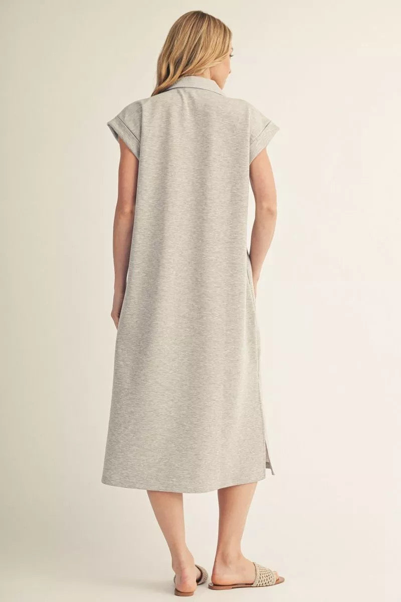 Madelyn Short Drop Shoulder Solid Midi Dress