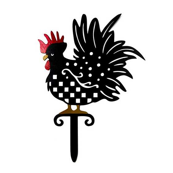 Rooster lawn stake made of mild steel with a natural finish.