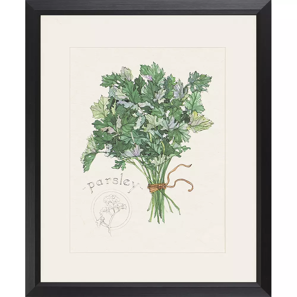 Matte white natural herbs framed in ribbed antique gold.