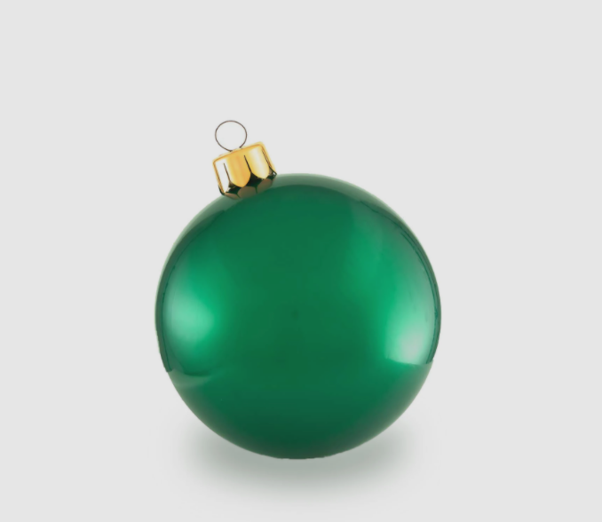 30-inch inflatable Holiball ornament in white with a topper and hanger plug.
