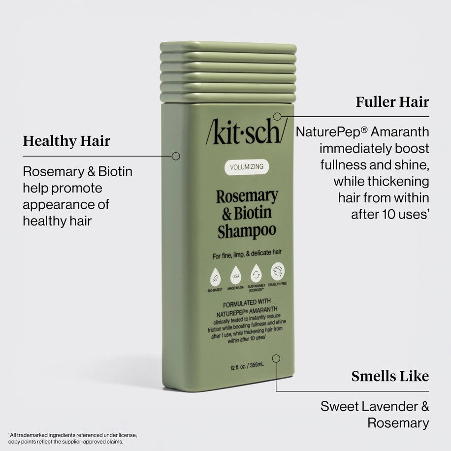 Bottle of Volumizing Rosemary & Biotin Shampoo with pump dispenser