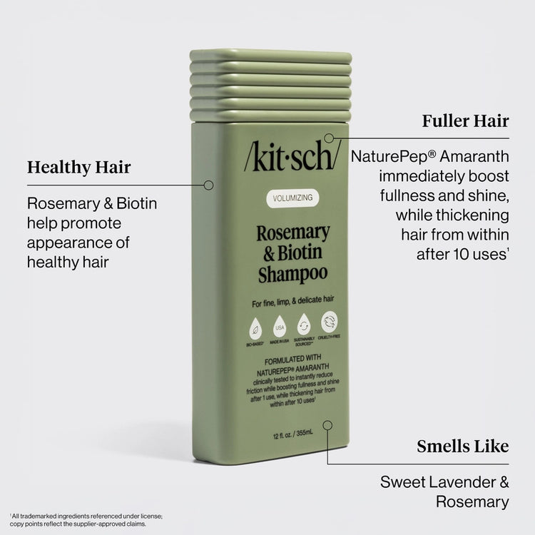 Bottle of Volumizing Rosemary & Biotin Shampoo with pump dispenser
