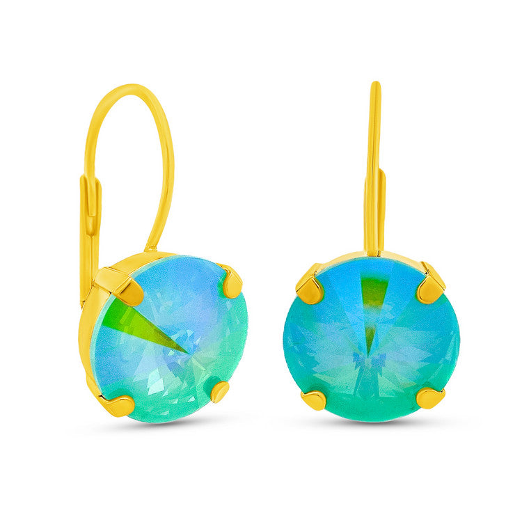 Antique gold round stud earrings with candy crush crystal accents
