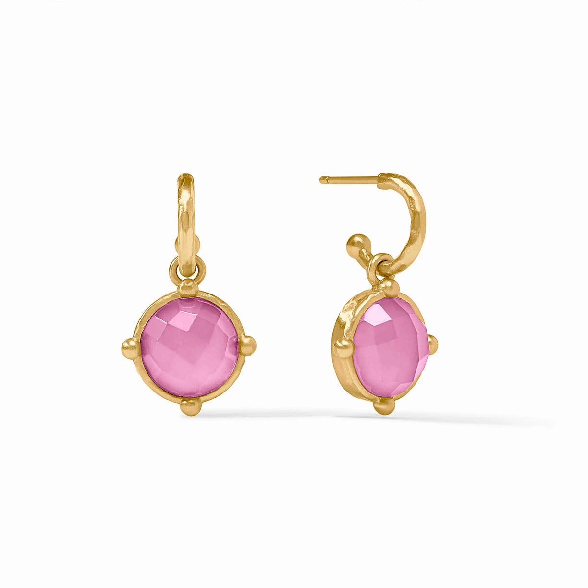 Honeybee hoop earring with gold-tone finish featuring a small bee charm.