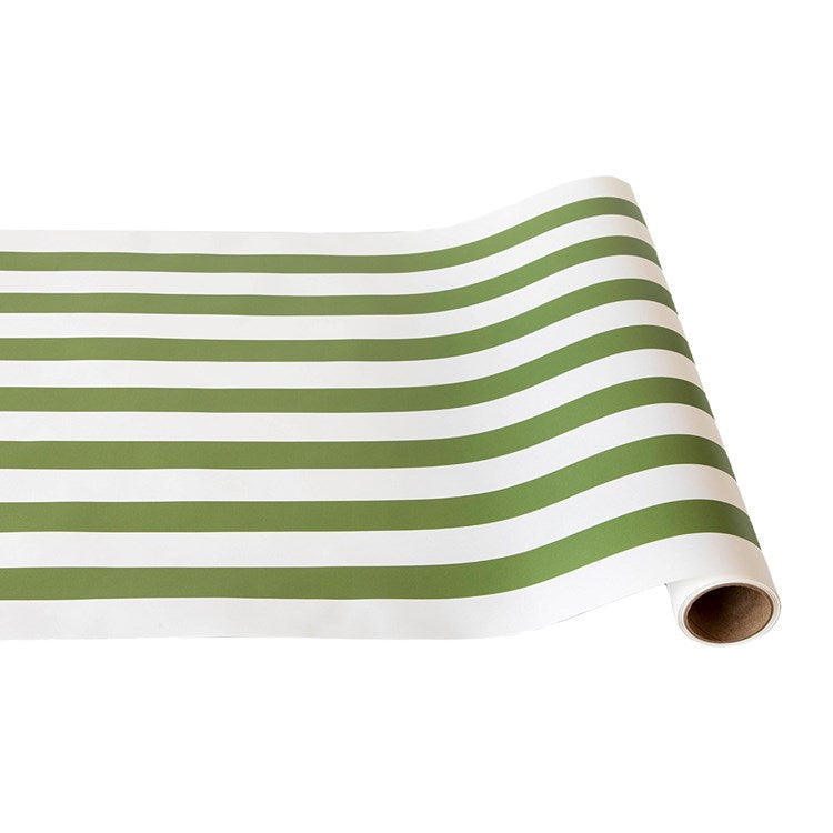 Moss green classic stripe runner with recycled content made in the USA