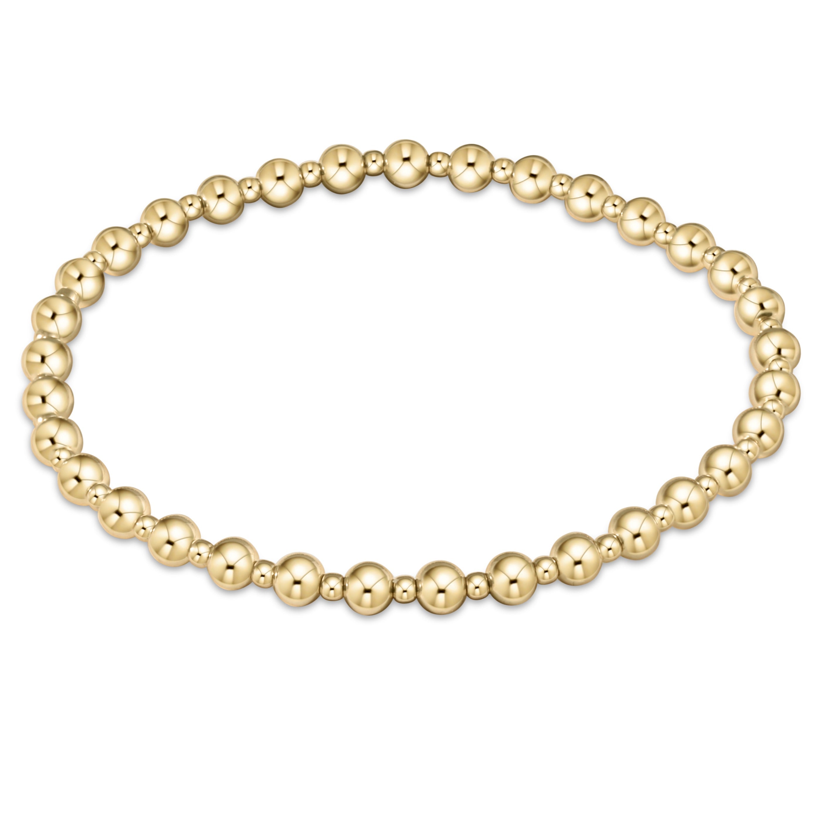 Classic Grateful 4mm and 2mm 14kt gold-filled bead stretch bracelet.