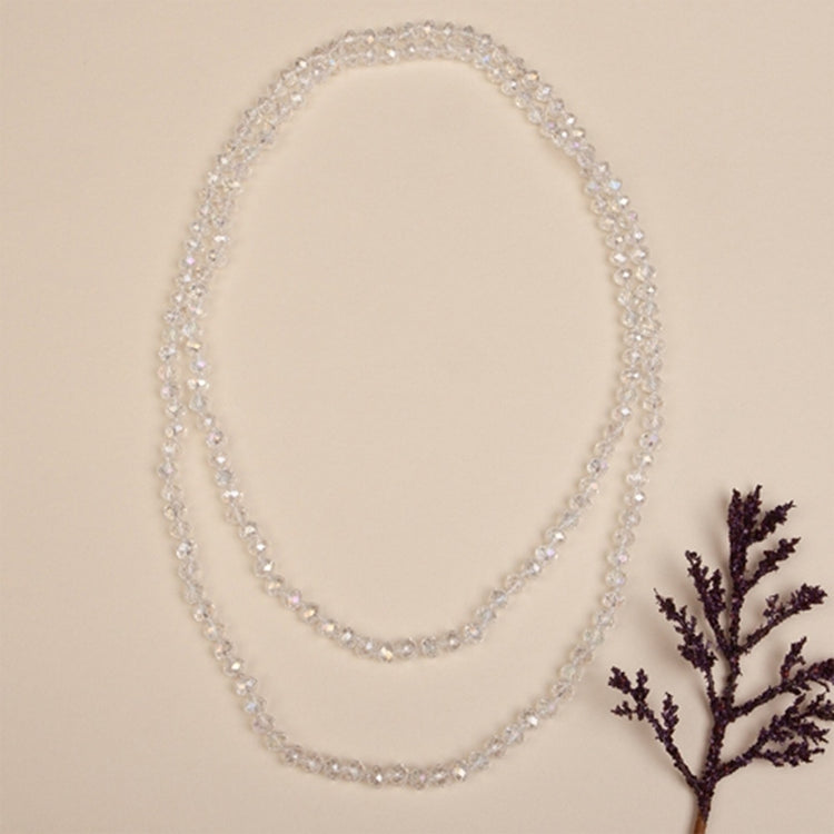 60-inch long necklace featuring clear crystal beads with a simple strand design.