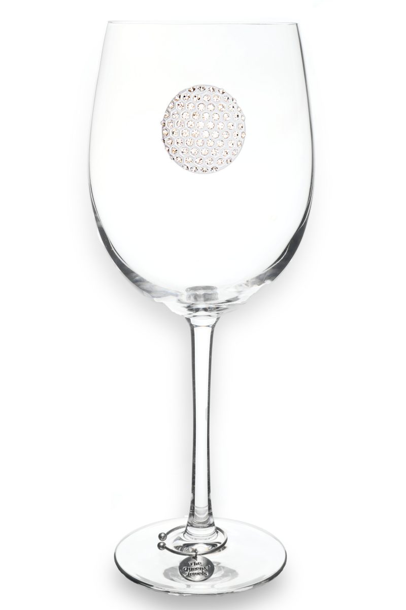 Stemmed golf ball with jeweled accents in a classic round silhouette.