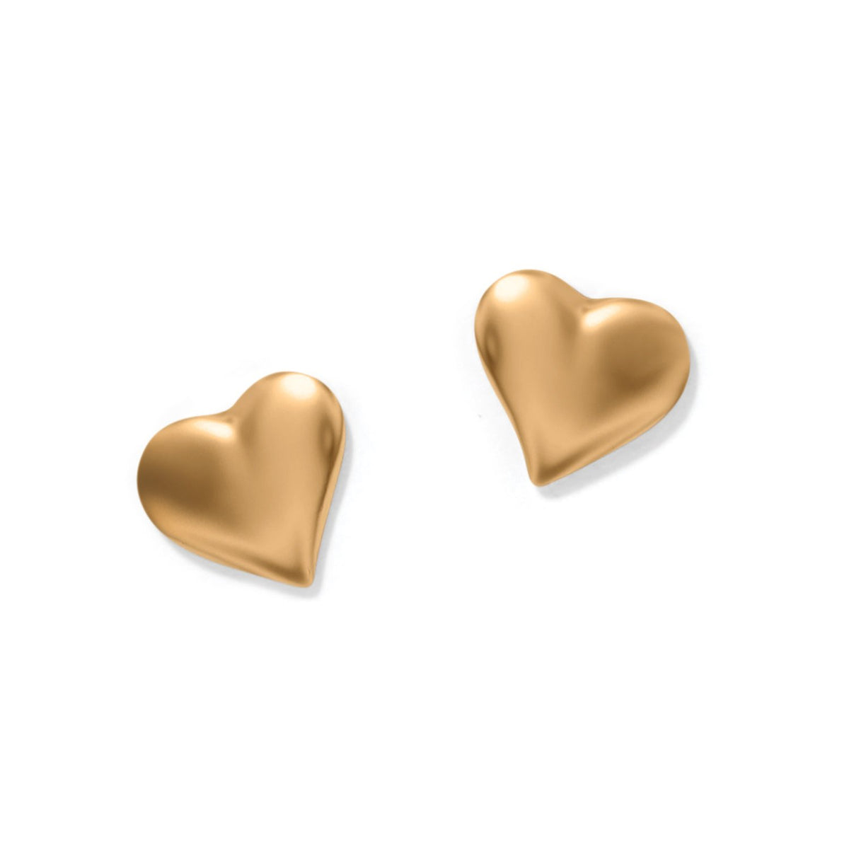 Gold plated mini post earrings with a half-inch drop featuring a heart-shaped silhouette.