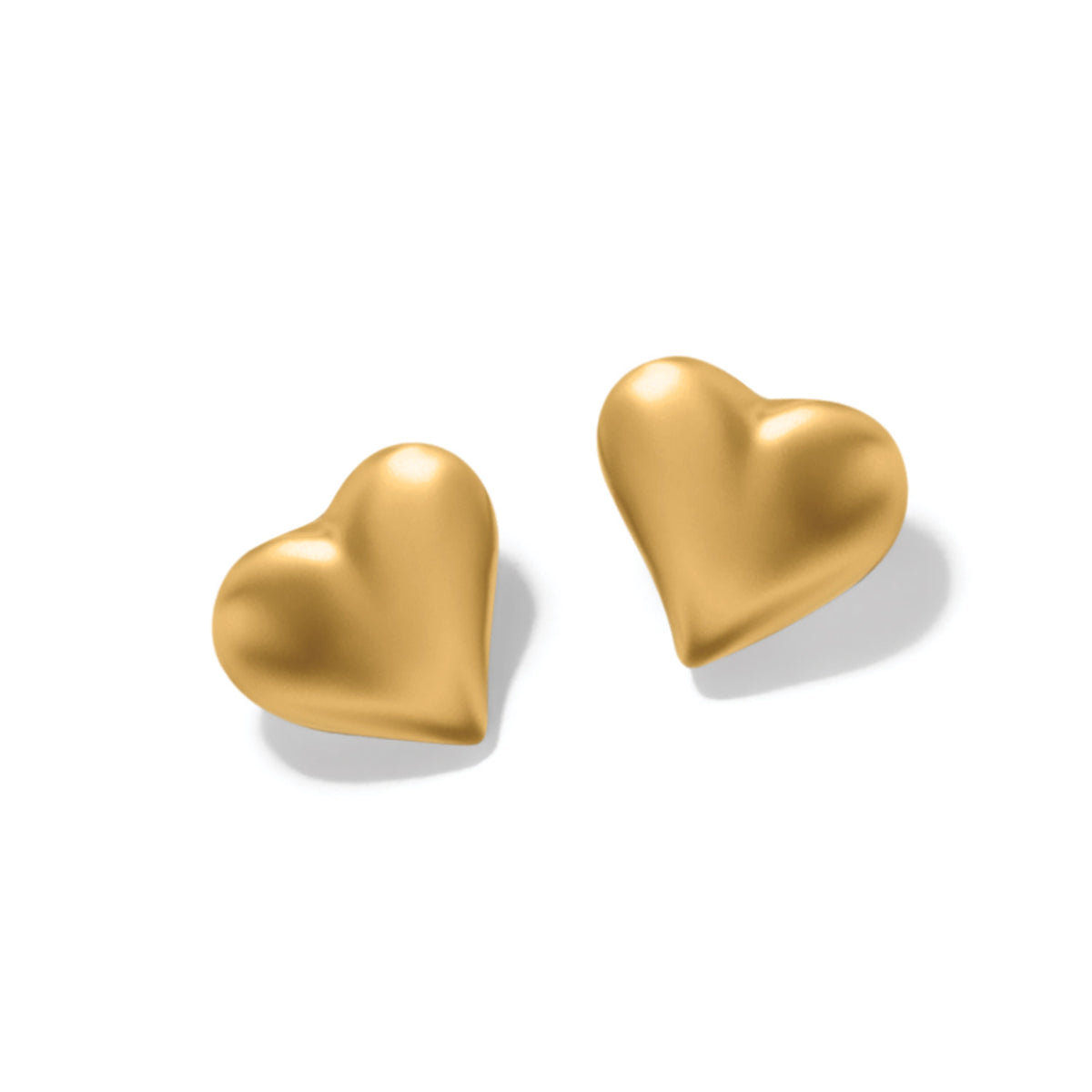 Gold plated mini post earrings with a sweet heart-shaped drop measuring half an inch.