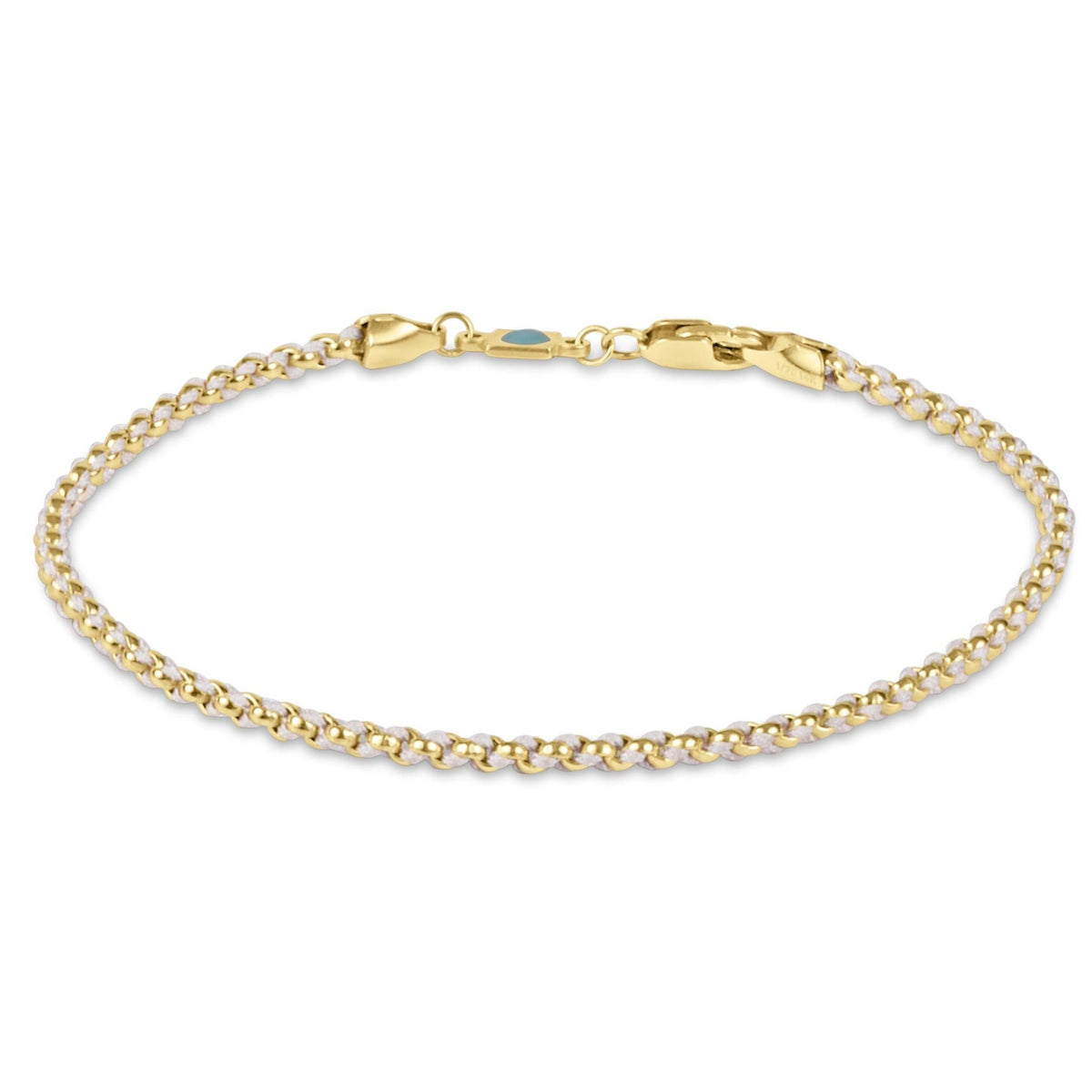 Hope Together bracelet featuring colored woven material with 14kt gold-filled wire and signature clasp.