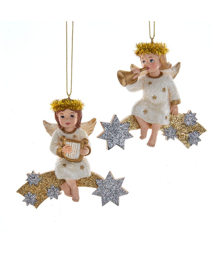 German Angel On Shooting Star Ornaments