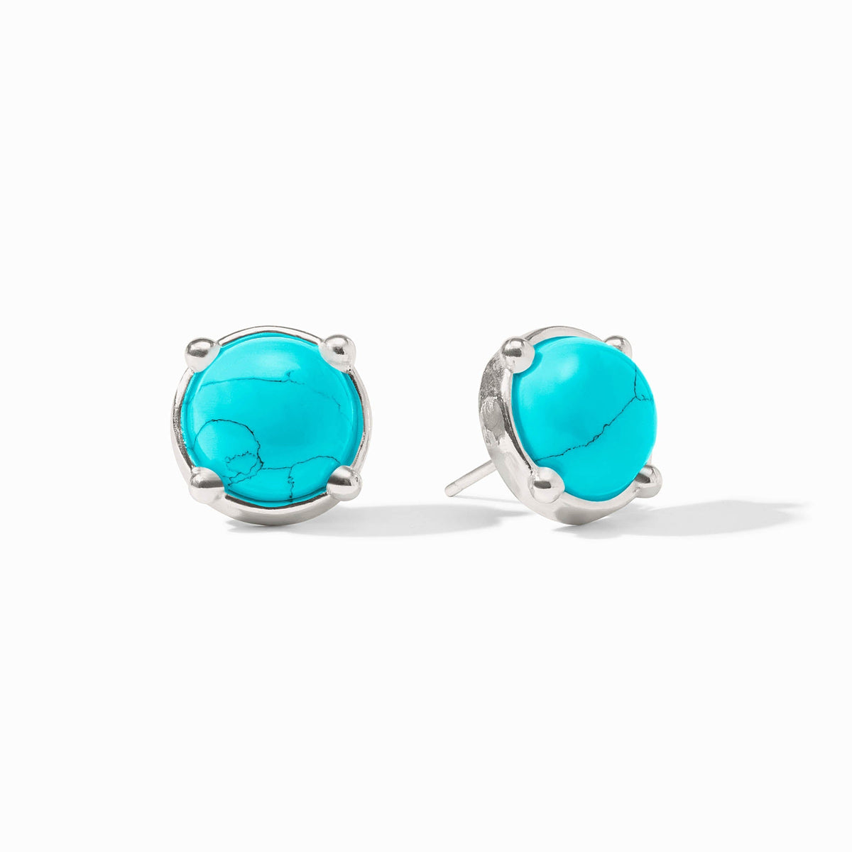 Silver plated honey stud earrings with glass stones on pierced ear posts