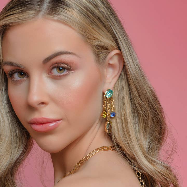 Stella Earrings Aqua Champagne