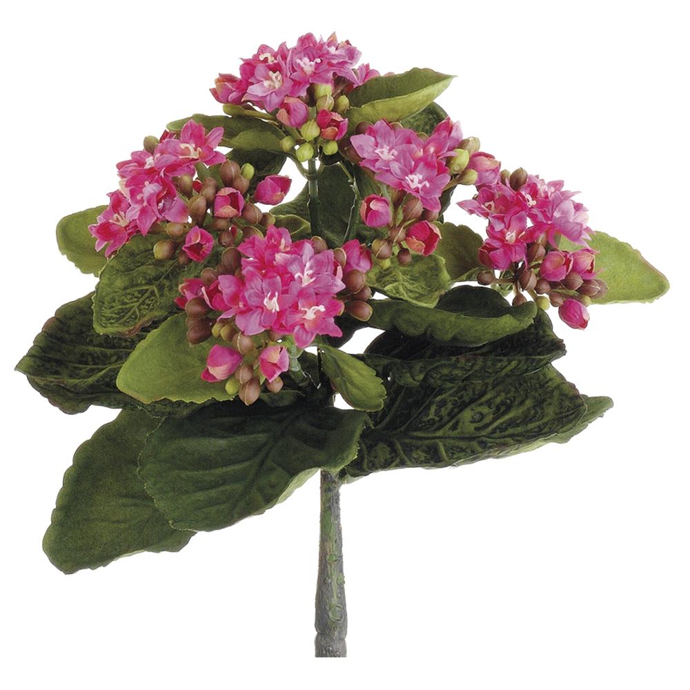 9-inch artificial Kalanchoe bush with green polyester foliage in a square pot.