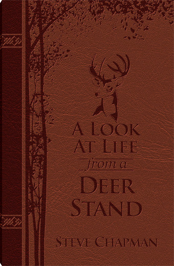 Hardcover book titled A Look at Life from a Deer Stand with faux-leather binding and built-in bookmark