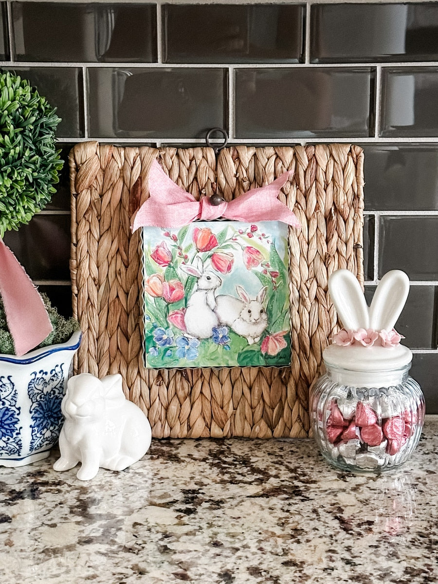 Mini Hamilton Easter Morning hanging ornament featuring a pastel egg shape with subtle floral patterns.