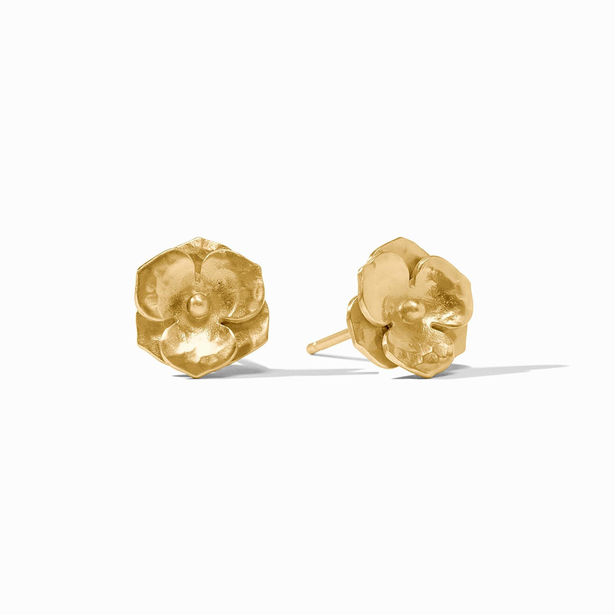 Small gold-plated stud earring with a delicate floral bloom design.