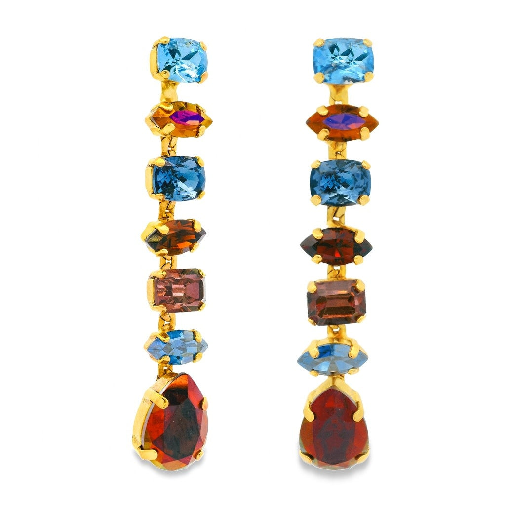 Antique gold-plated Yrsa earrings with high-quality crystals on surgical steel posts.