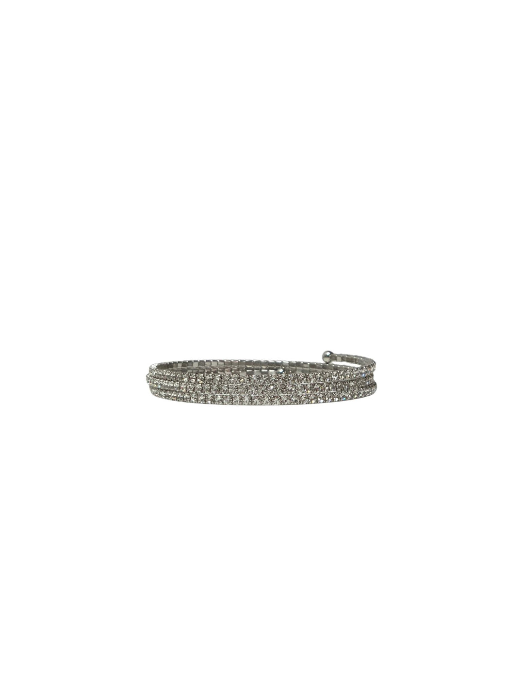 Silver cluster bracelet featuring three rows of sparkling clear crystals on a metallic band.