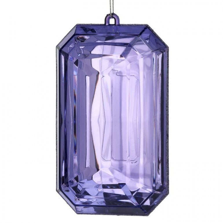 Nine-inch acrylic ornament with an emerald cut gem shape in translucent green.