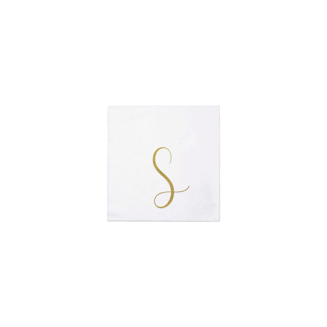 Papersoft Gold Monogram Cockail Napkins