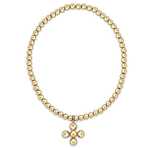 Classic 3mm gold-filled bead bracelet with a 4mm beaded signature cross charm.