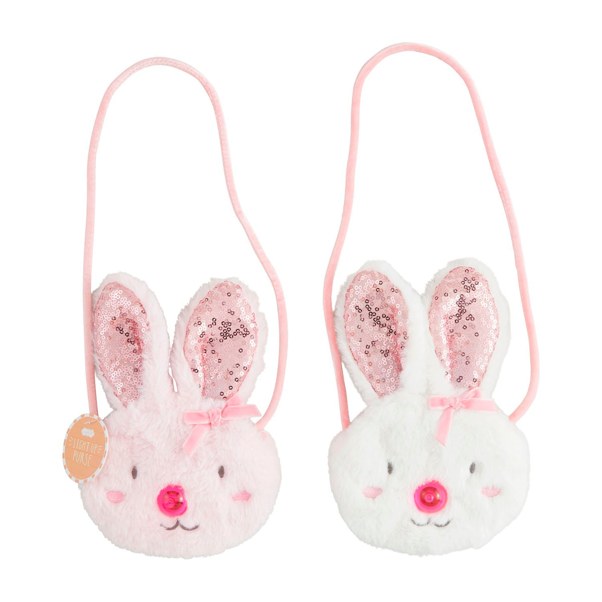 Bunny Light-Up Purse in white with a bunny head silhouette featuring glowing eyes and ears.