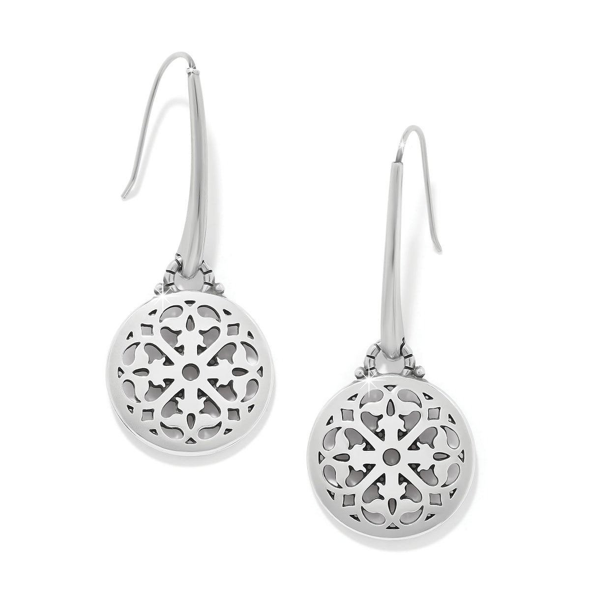 Silver-plated French wire earrings with a classic hoop silhouette.