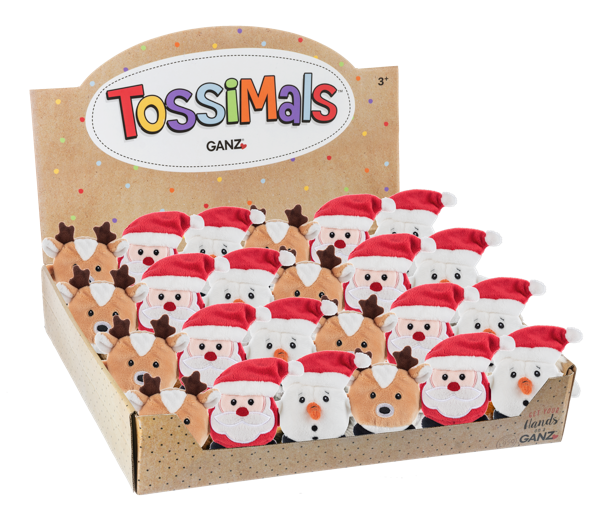 Three-inch Yuletide Tossimal figurine with festive creature silhouette.