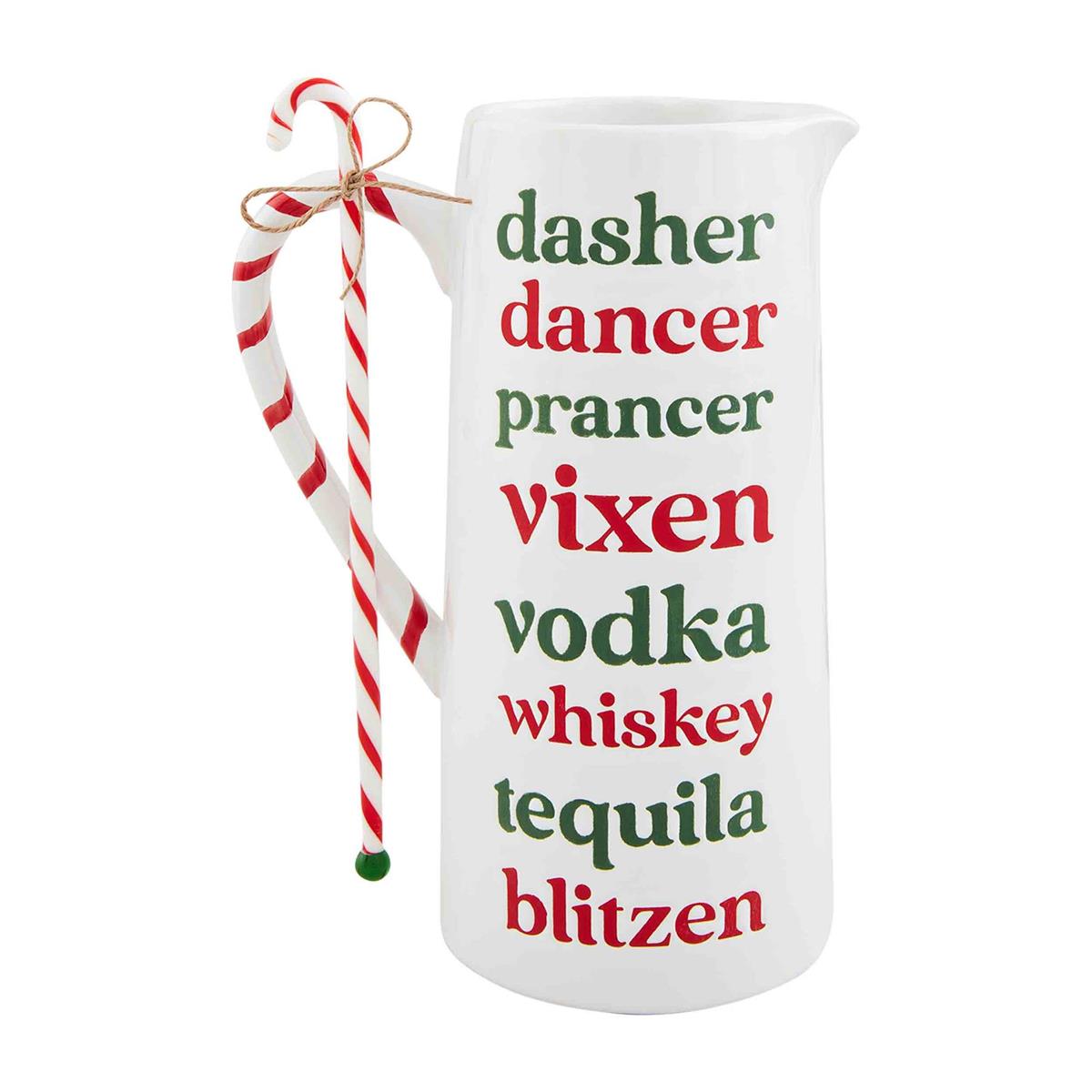 White dolomite cocktail pitcher with stirrer