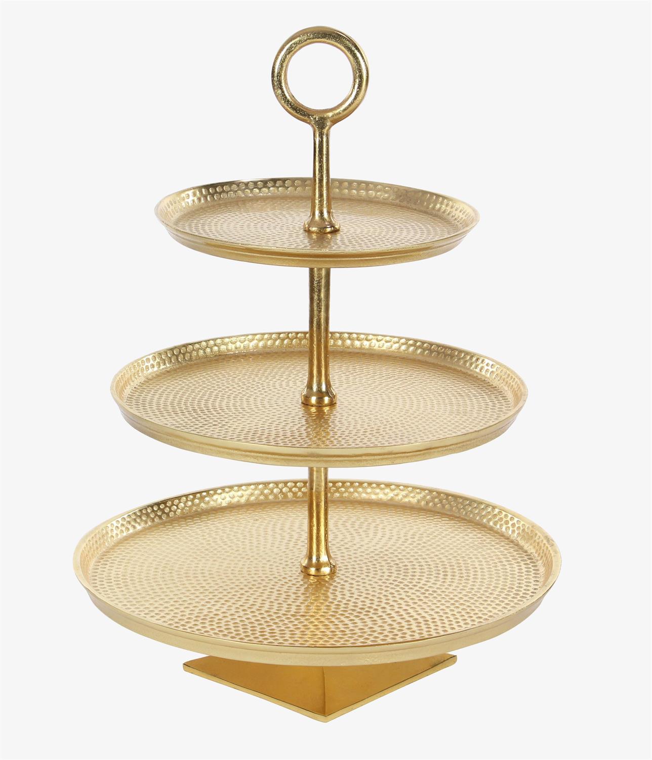 Gold aluminum metal three-tier server rack with open shelving