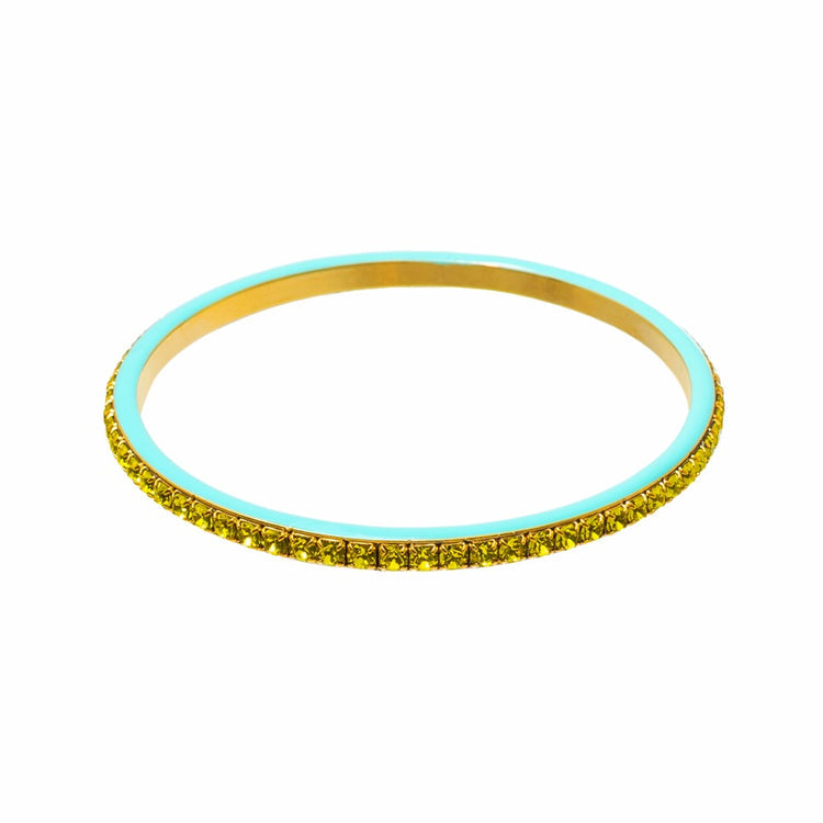 Hand-painted Helly bangle with colorful enamel finish and high-quality crystals.
