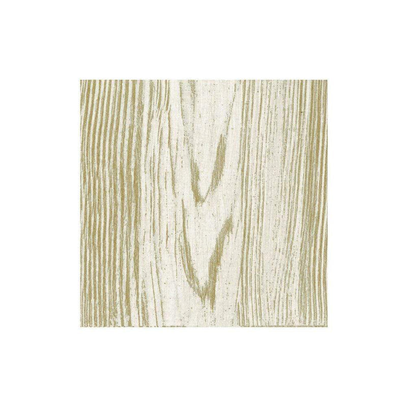 Faux Bois Birch Paper Linen cocktail napkin with a light wood grain pattern in tan and white.