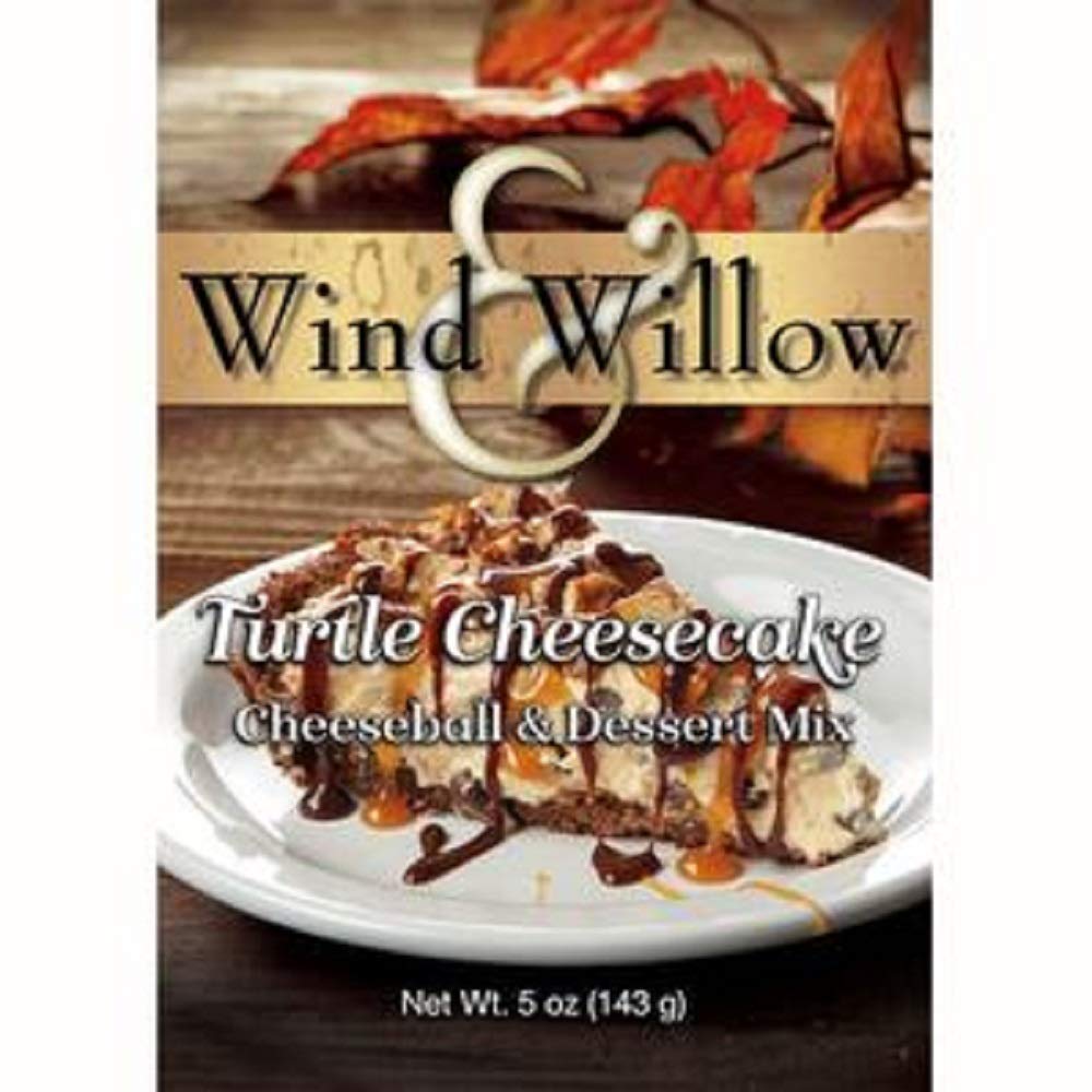 Turtle Cheesecake with semi-sweet chocolate topping in a round container.