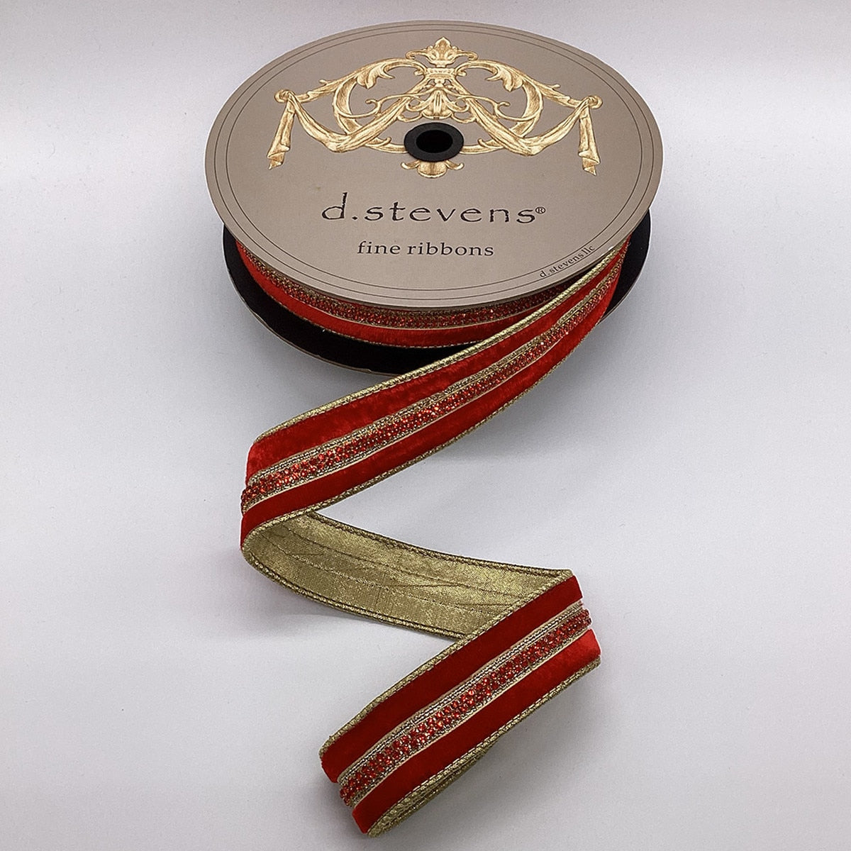 Red velvet trim with a central jewel accent