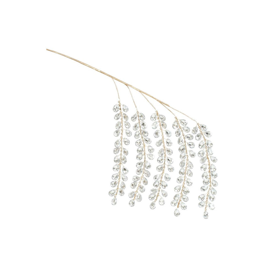 24-inch golden spray with five hanging branches of clear teardrop crystal berries.