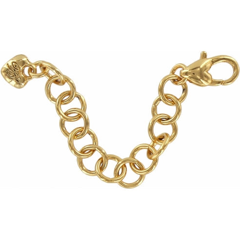 3-inch gold-plated short necklace extender with lobster claw clasp and heart-shaped charm.