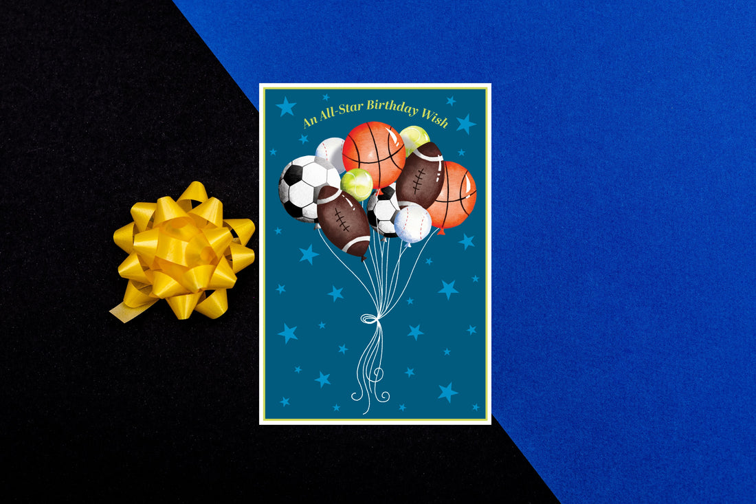 Jane birthday sport balloons with embossed All-Star wish text