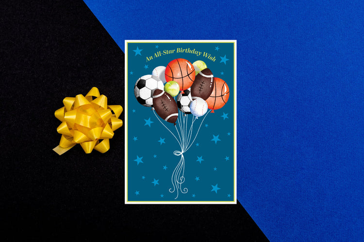 Jane birthday sport balloons with embossed All-Star wish text