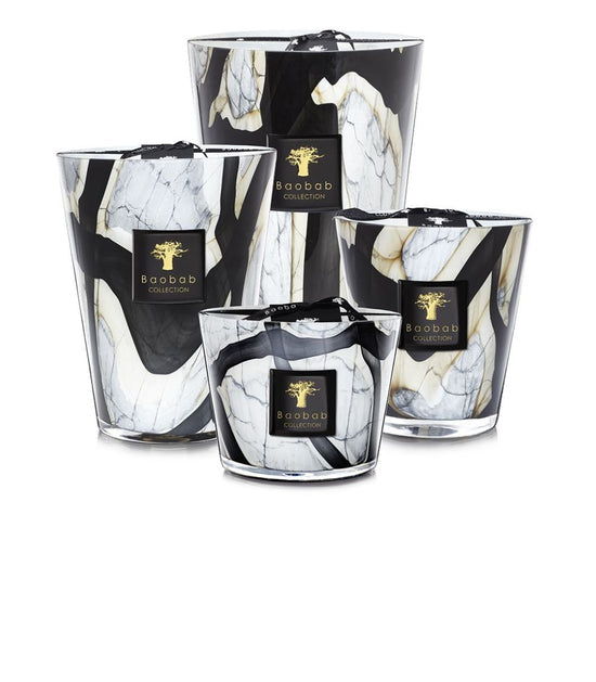 Marble candle stones with a leather rose plum fragrance scent