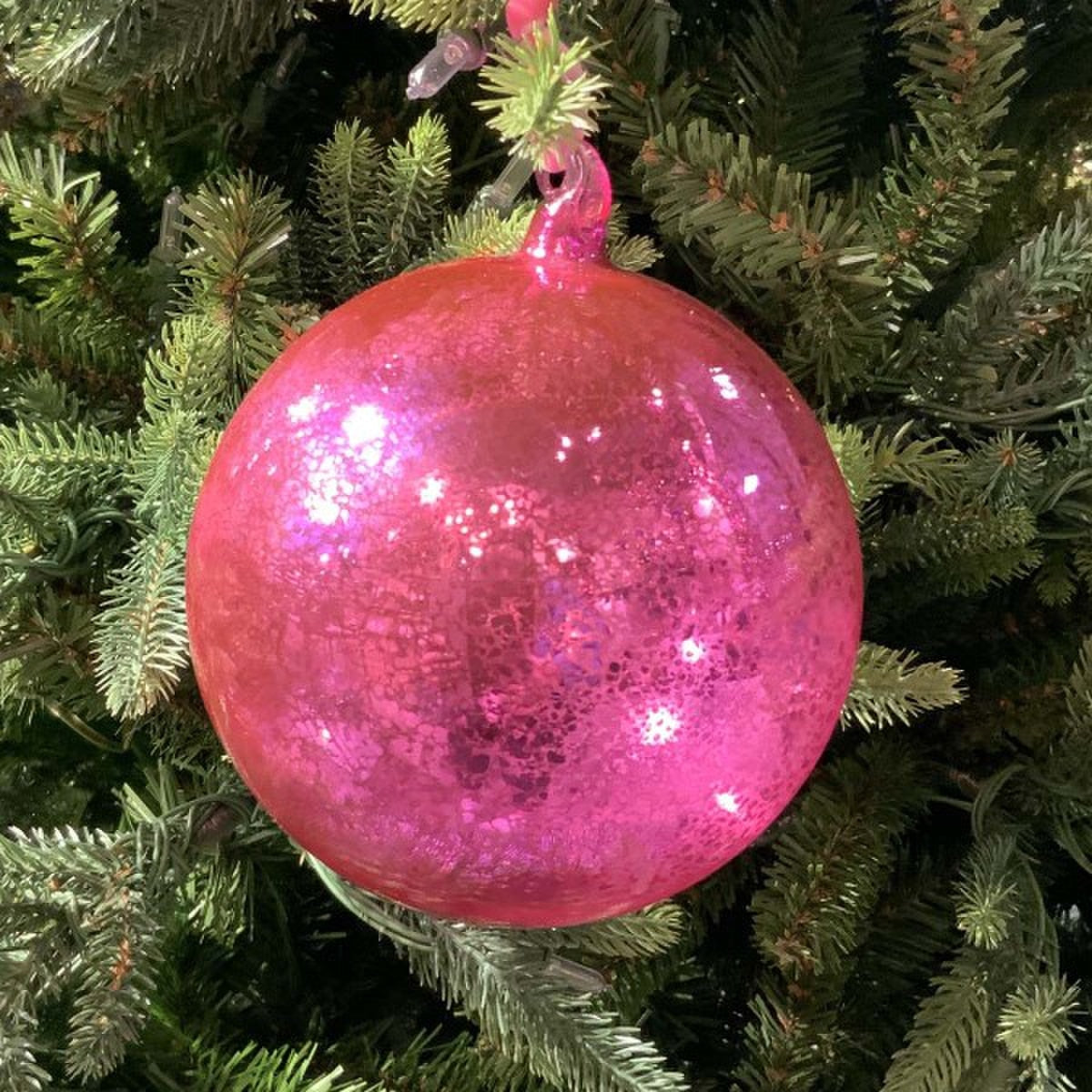Hand-blown mercury glass ornament with vintage silver finish